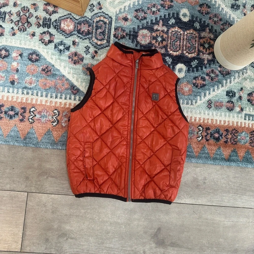 Y2K Calvin Klein Jeans Toddler Boy Puffer Diamond Quilted Puffer Vest 3T Rust